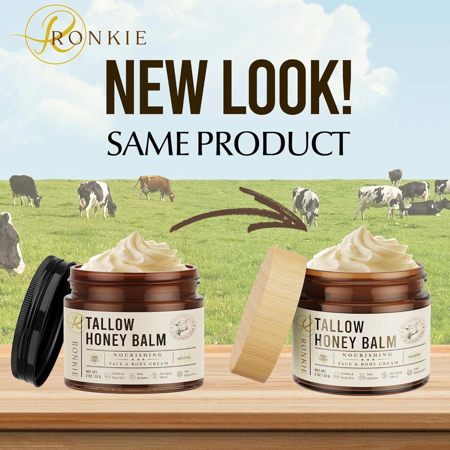 Beef Tallow Skincare Moisturizer for Face: 100% Grass-Fed Beef Tallow and Raw Honey Balm - 4oz Unscented Natural Tallow Face Cream Soft Smooth for Dry Skin and Eczema - Image 3