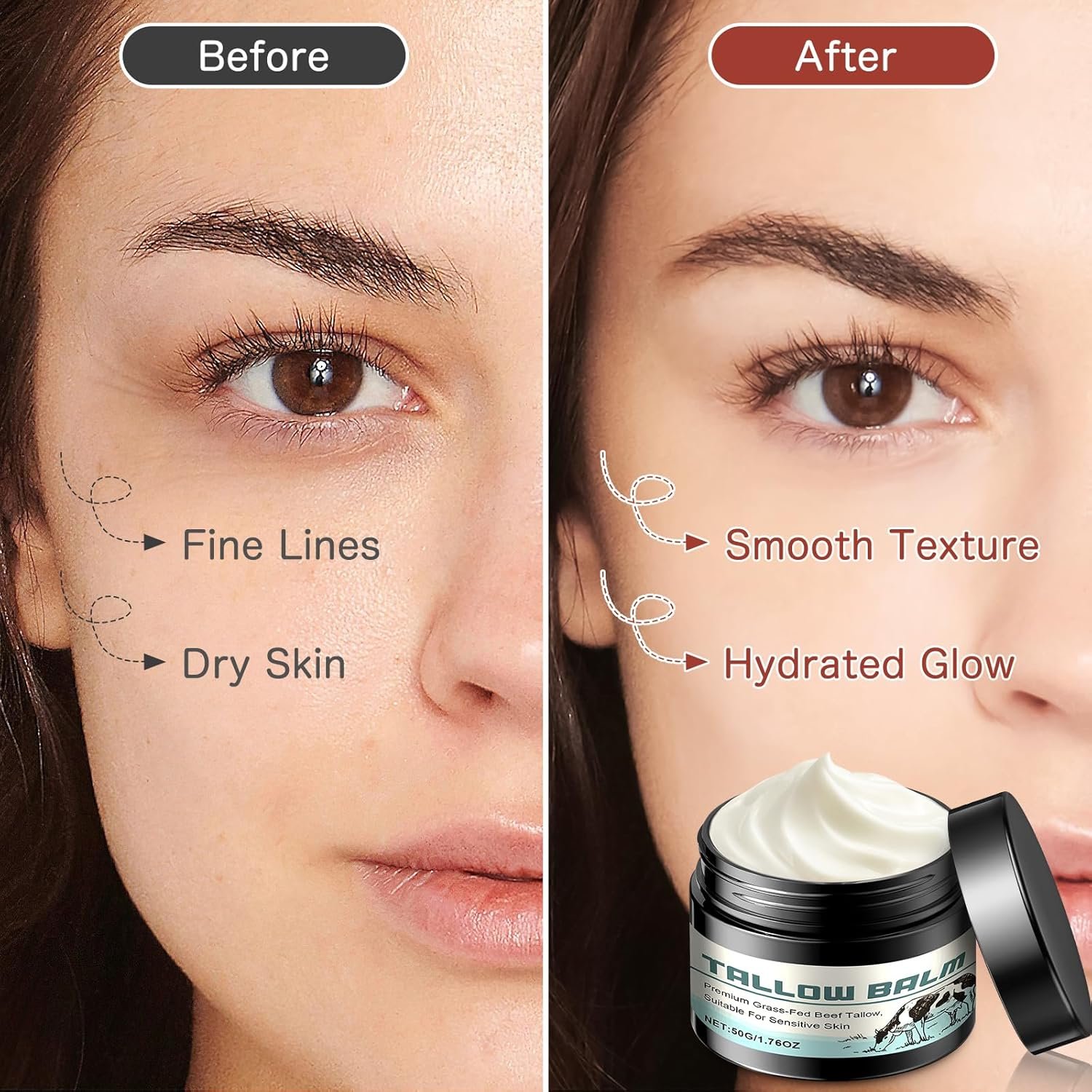 Beef Tallow Skin Care Beef Tallow Tallow Face Cream Beef Tallow Moisturiser Tallow and Honey Balm Tallow Face Moisturizer for Skin Care, Unscented, Multi-purpose Balm for Face & Body(1) - Image 3