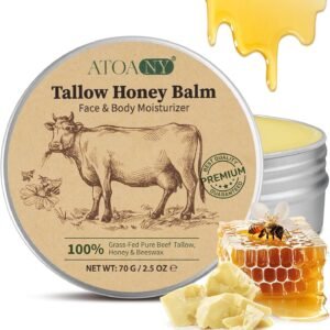 Tallow and Honey Balm, Deeply Moisturizing for Face & Body, Tallow Face Moisturizer, Grass-Fed Beef Tallow for Skin, Soothing All-Natural Moisturizer for Dry and Sensitive Skin, 2.5 oz