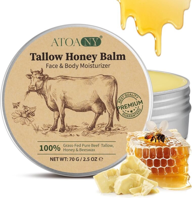 Tallow and Honey Balm, Deeply Moisturizing for Face & Body, Tallow Face Moisturizer, Grass-Fed Beef Tallow for Skin, Soothing All-Natural Moisturizer for Dry and Sensitive Skin, 2.5 oz