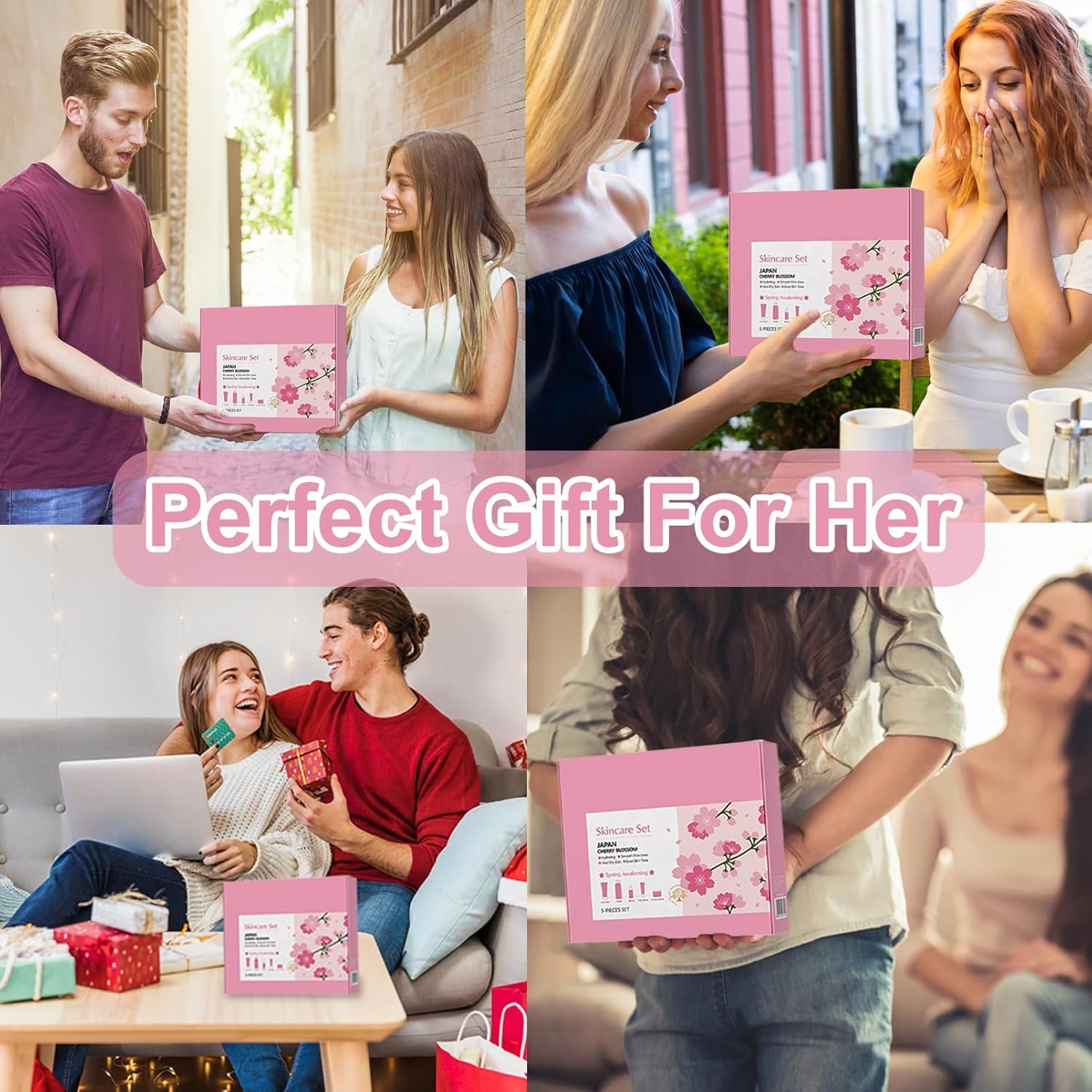 Skin Care Set JAPAN Sakura Beauty Gift Sets Skin Care Kit for Teenage Girls - Cleanser, Toner, Lotion, Serum, Eye Cream, Face Cream, Travel Kit for Women (5pcs) - Image 6