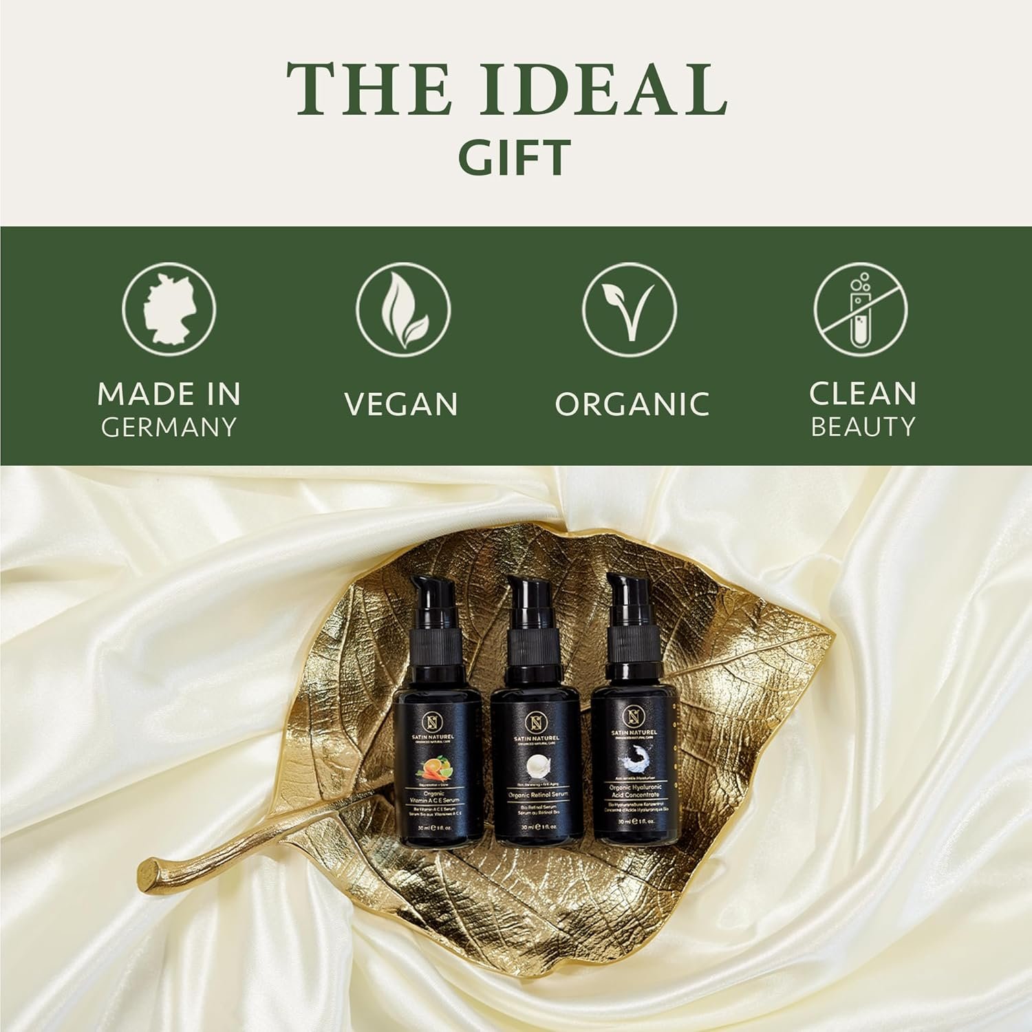 Skincare Gifts for Women - Beauty Gift Box with Hyaluronic Acid Serum for Face + Vitamin C + Retinol 3x30ml Skincare - Luxury Gifts for Women - Organic Beauty - Image 2