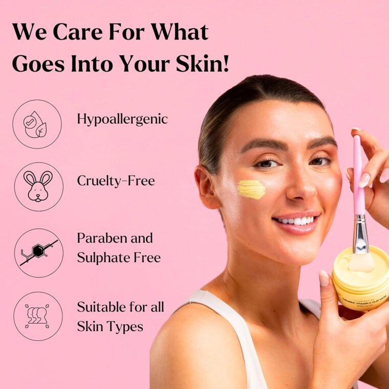 VogueNow Clay Mask Gift Pack of 4 Jars (400g) With Cute Headband & Brush | Premium Clay Face Mask | Turmeric Vitamin C, Green Tea, Rose, Dead Sea Mud For Face | Spa Gift set for Women - Image 9
