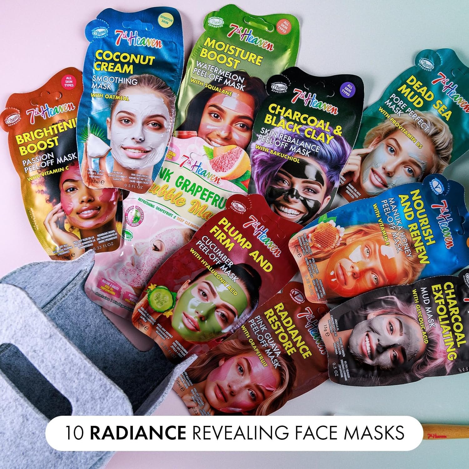 7th Heaven Pamper Hamper (Contains 10 Face Masks and a Spatula) Pamper Gifts for Women - Genuine 7th Heaven Facemasks Skincare Gift Set - Image 2