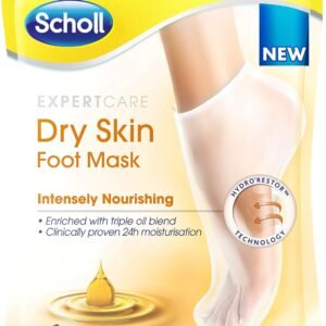 Scholl ExpertCare Dry Skin Foot Mask - Intensely Nourishing, Triple Oil Foot Mask with Urea and 3 Oils (Avocado, Argan, Jojoba) for up to 24-Hour Moisture, 1 Size, 1 Pair