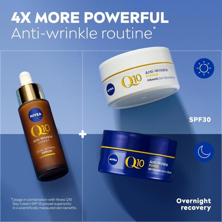 NIVEA Q10 Anti-Wrinkle Expert Dual Action Serum ​(30ml), Anti Ageing Face Serum for Women with Pure Q10, Visibly Reduces and Prevents Wrinkles - Image 6