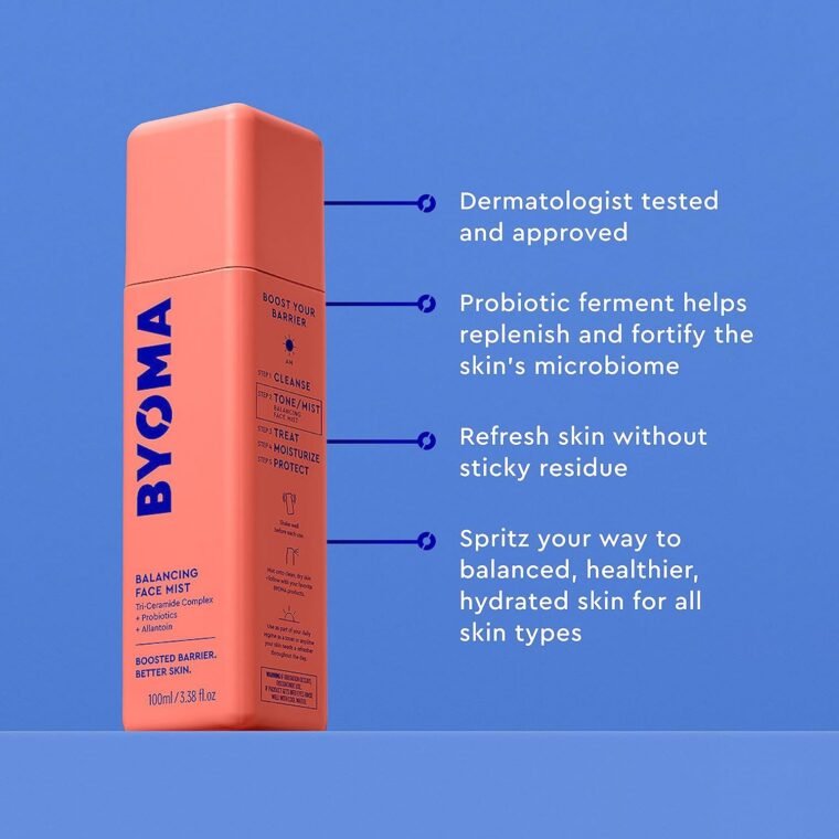BYOMA Balancing Face Mist (100ml) pH Balanced Face Toner with Ceramides, Probiotics and Allantoin - Alcohol Free Toner Spray - Balance, Soothe and Refresh Throughout The Day - Image 4