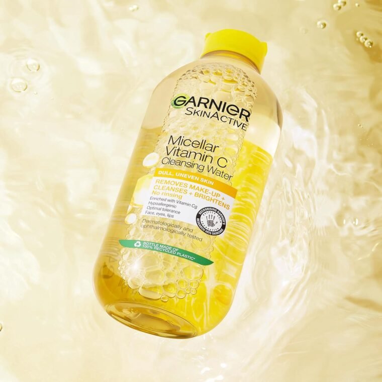 Garnier Micellar Vitamin C Cleansing Water, Gentle face Cleanser & Makeup Remover, Hypoallergenic. Vegan Formula, Suitable For Dull And Uneven Skin, Brightening Formula, Dermatologically Tested, 700ml - Image 3