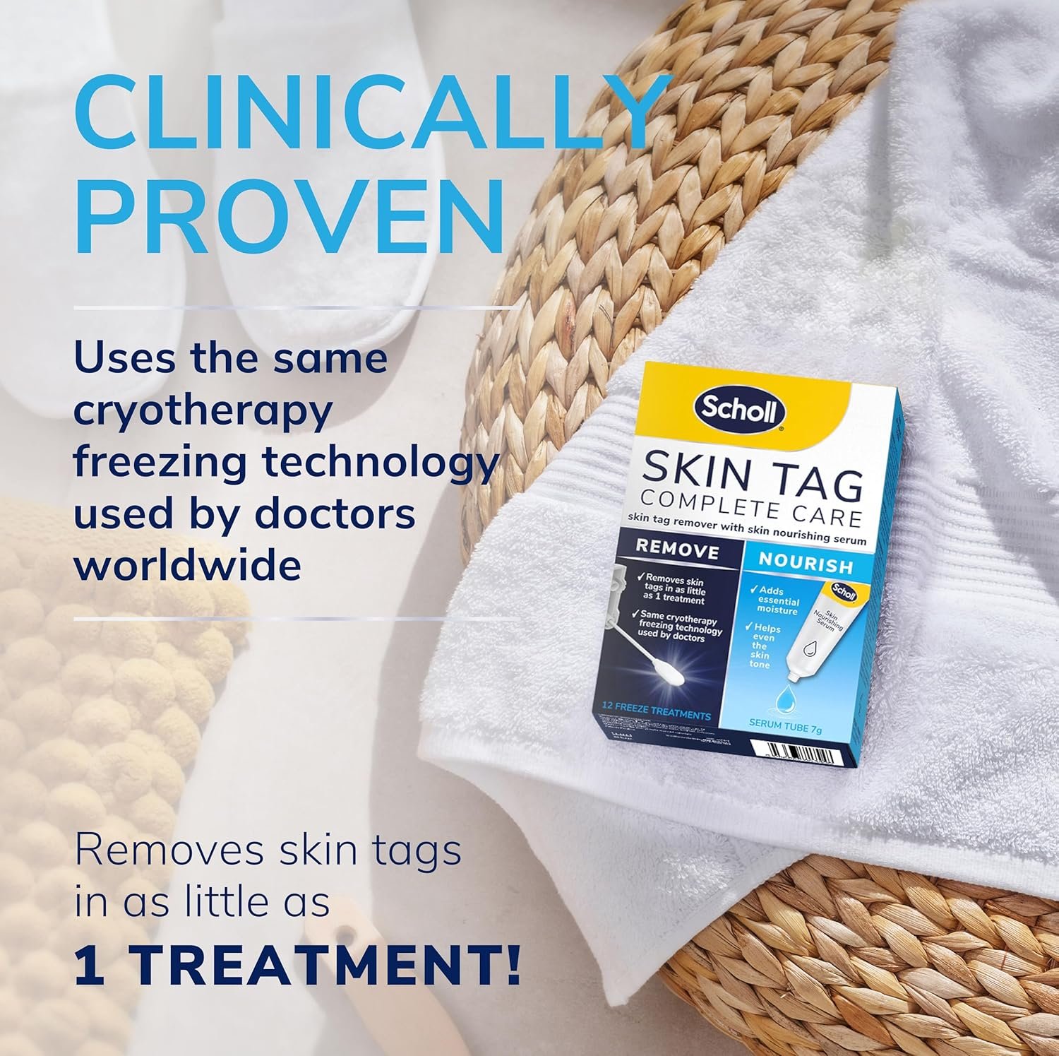 Scholl Complete Care Skin Tag Removal Kit - Safe & Effective Skin Tag Remover - Moisturising Serum Restores Skin's Appearance - Clinically Proven - 12 Treatments Plus Hydrating Serum - Image 3
