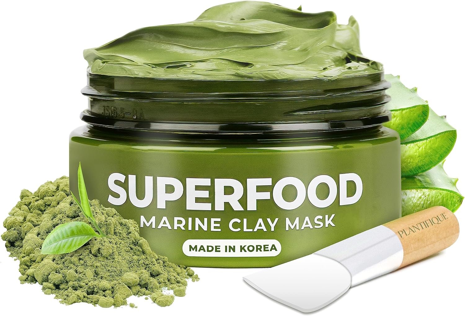 Plantifique Korean Skincare Face Mask – Organic Clay Mask with Avocado & Green Tea, Vegan & Dermatologically Tested Mud Mask for Face & Body – 100g/3.4 Oz